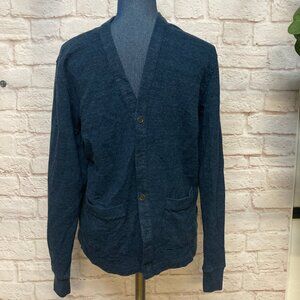 Men's Brooks Brothers Cotton Cardigan Sweater, Size S, Blue with Grey Lining